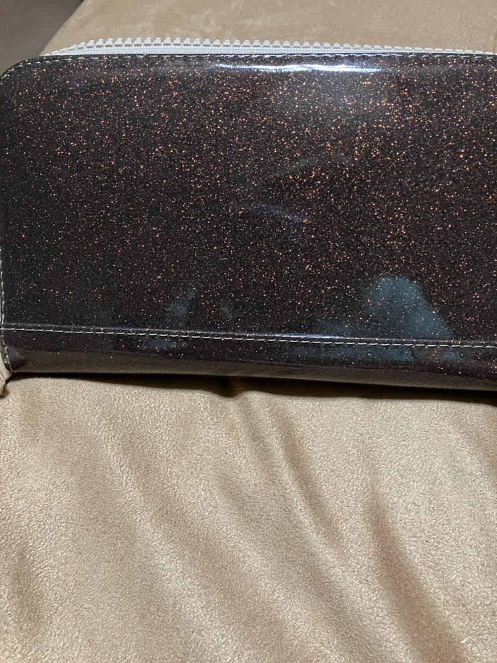 Consuela Dark Brown Glitter Zip Wallet - Picture 3 of 5